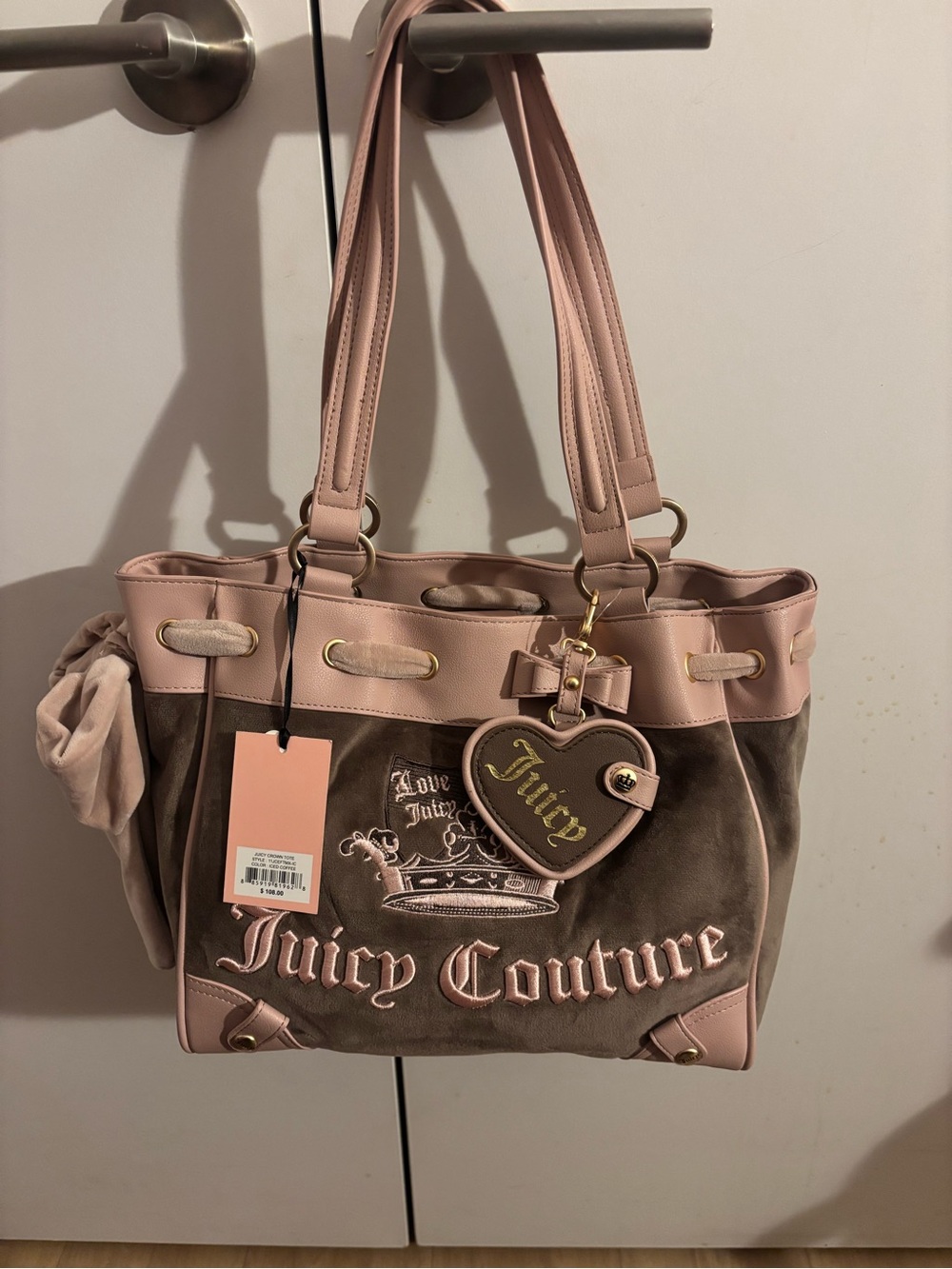 Juicy Couture crown tote in iced coffee Pink and Brown Tote Bag